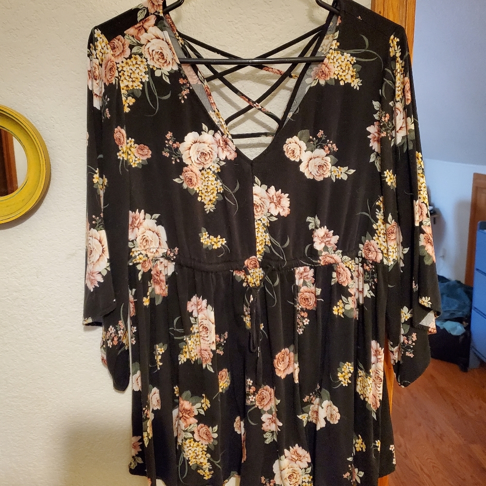 Torrid Black Floral Top